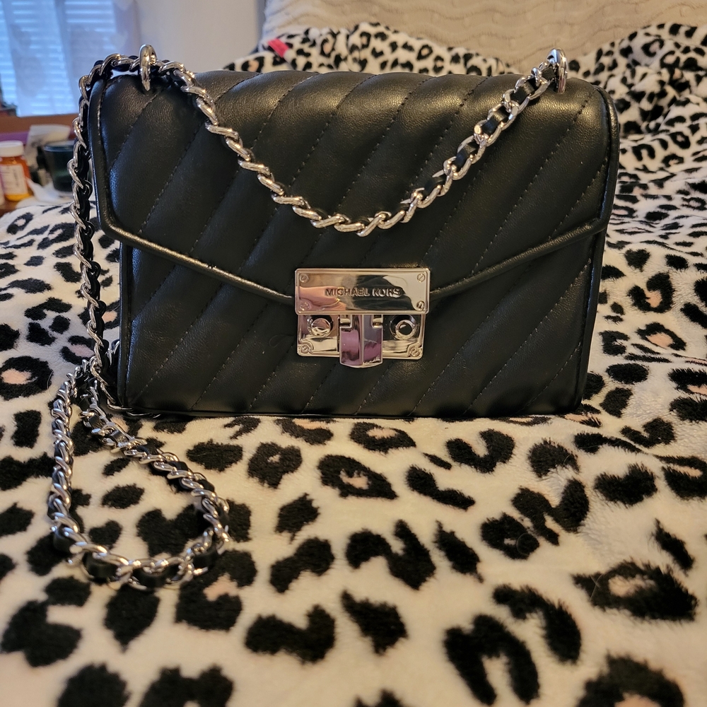 Michael Kors Black Quilted Chain Shoulder Bag